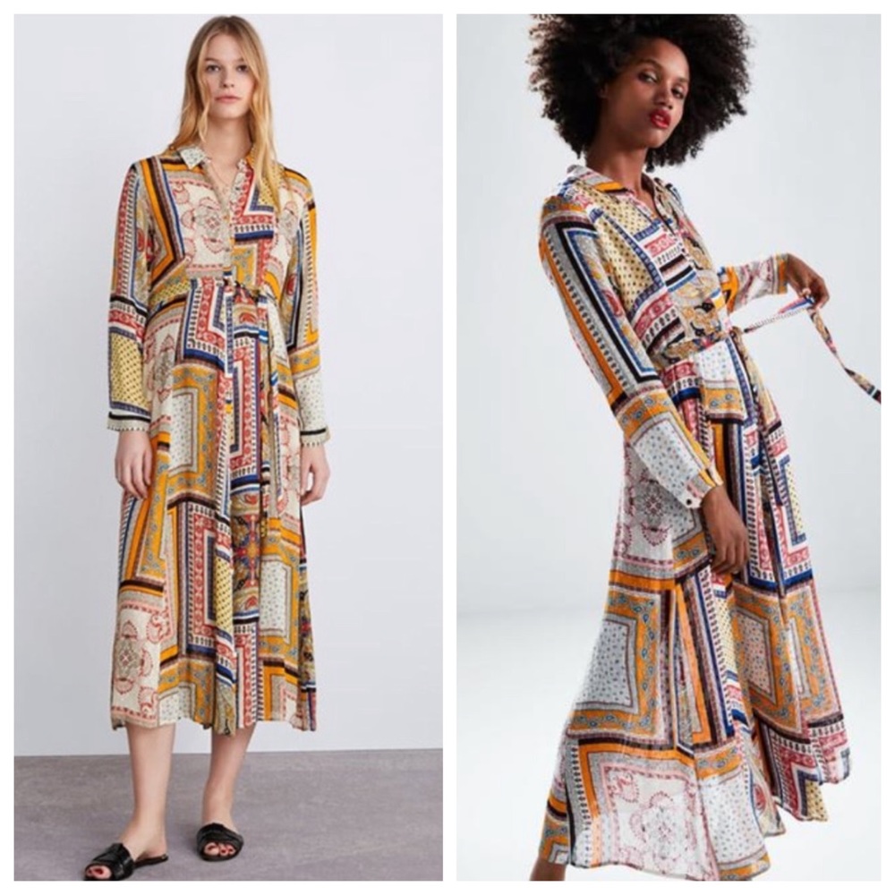 Zara Multicolor Patchwork Maxi Dress - Yellow, Blue, Pink